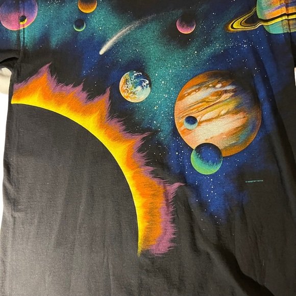 Vintage 90s Habitat Solar System Tee Mens XL Black Crewneck Graphic Short Sleeve - Picture 2 of 8